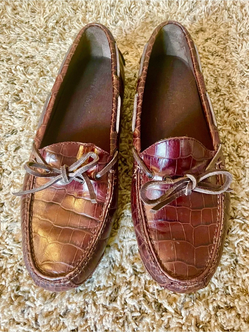 Cole Haan Men's Croc-Embossed Leather Loafers in Dark Brown
